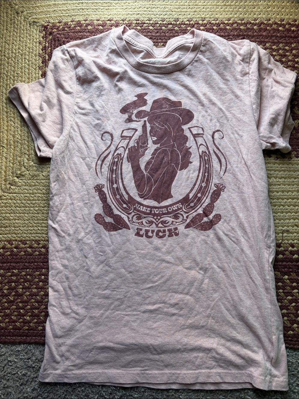 womans lucky Graphic T-Shirt - Light Pink 'Make Your Own Luck'